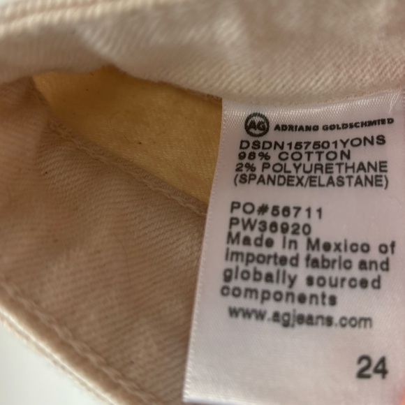 AG Jeans “ag-ed denim, ex-boyfriend slouchy slim” jeans in off-white, size 24. - Picture 7 of 12